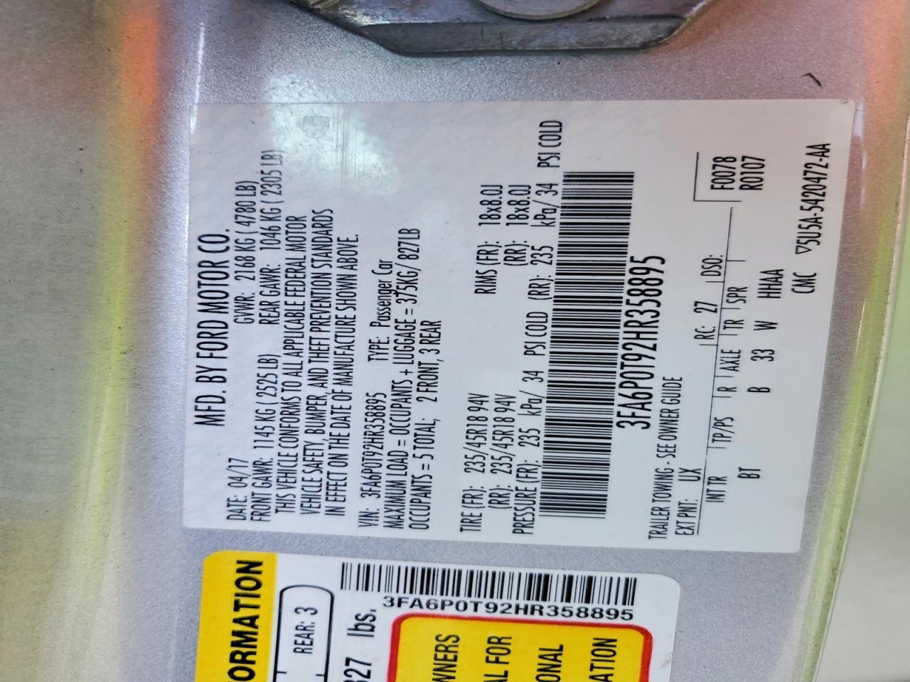 2017 FORD FUSION