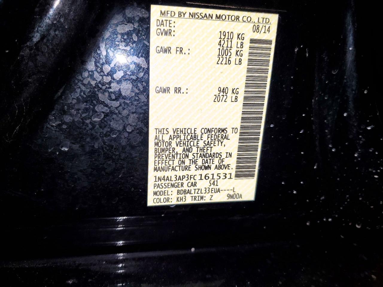2015 NISSAN ALTIMA