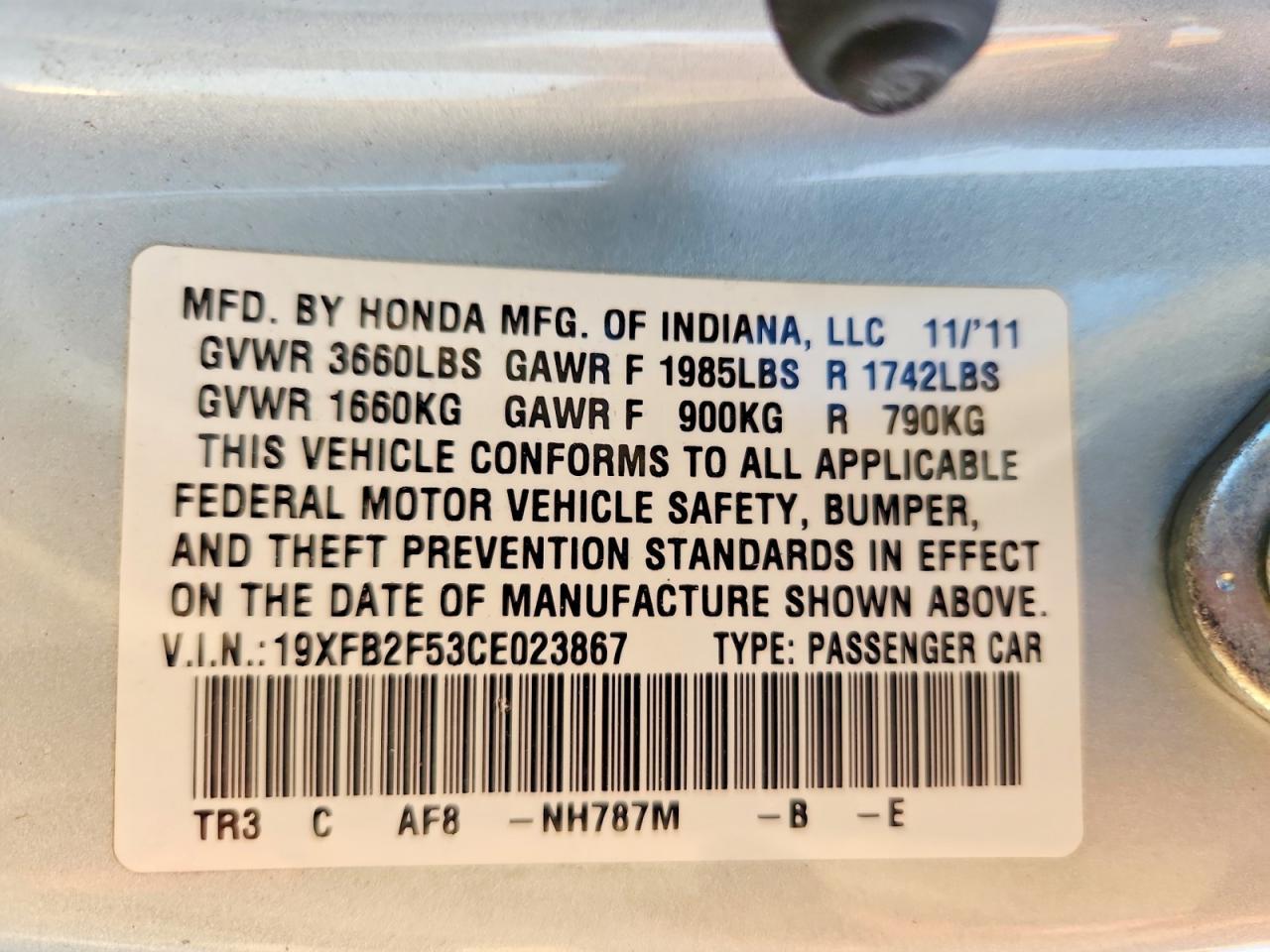 2012 HONDA CIVIC