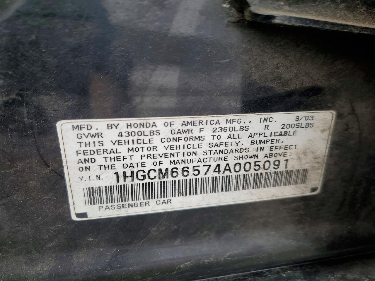 2004 HONDA ACCORD