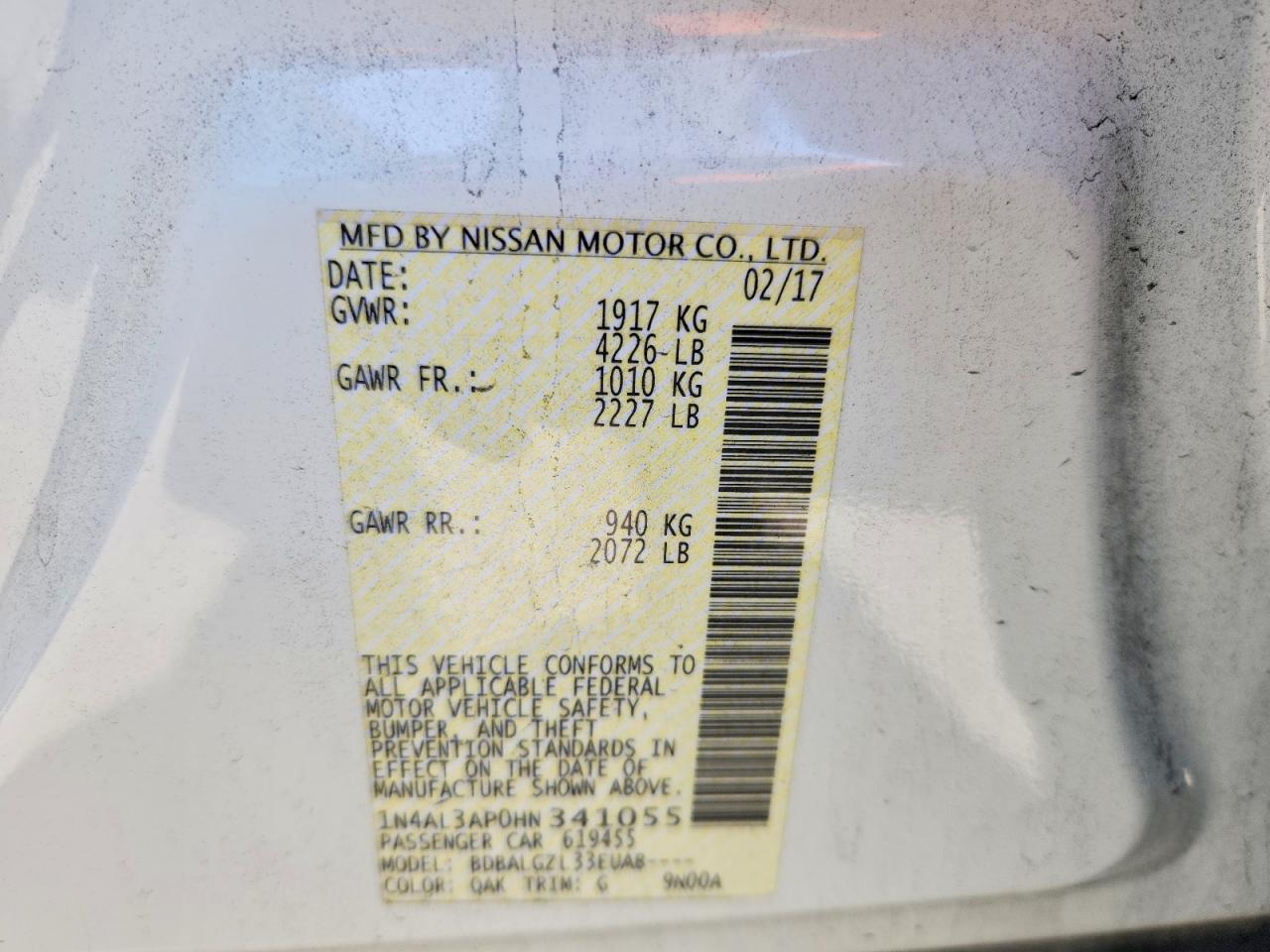2017 NISSAN ALTIMA