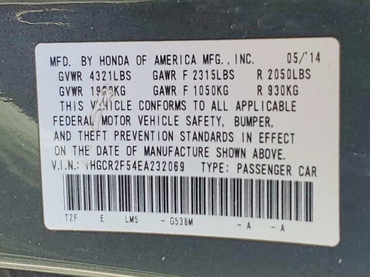 2014 HONDA ACCORD