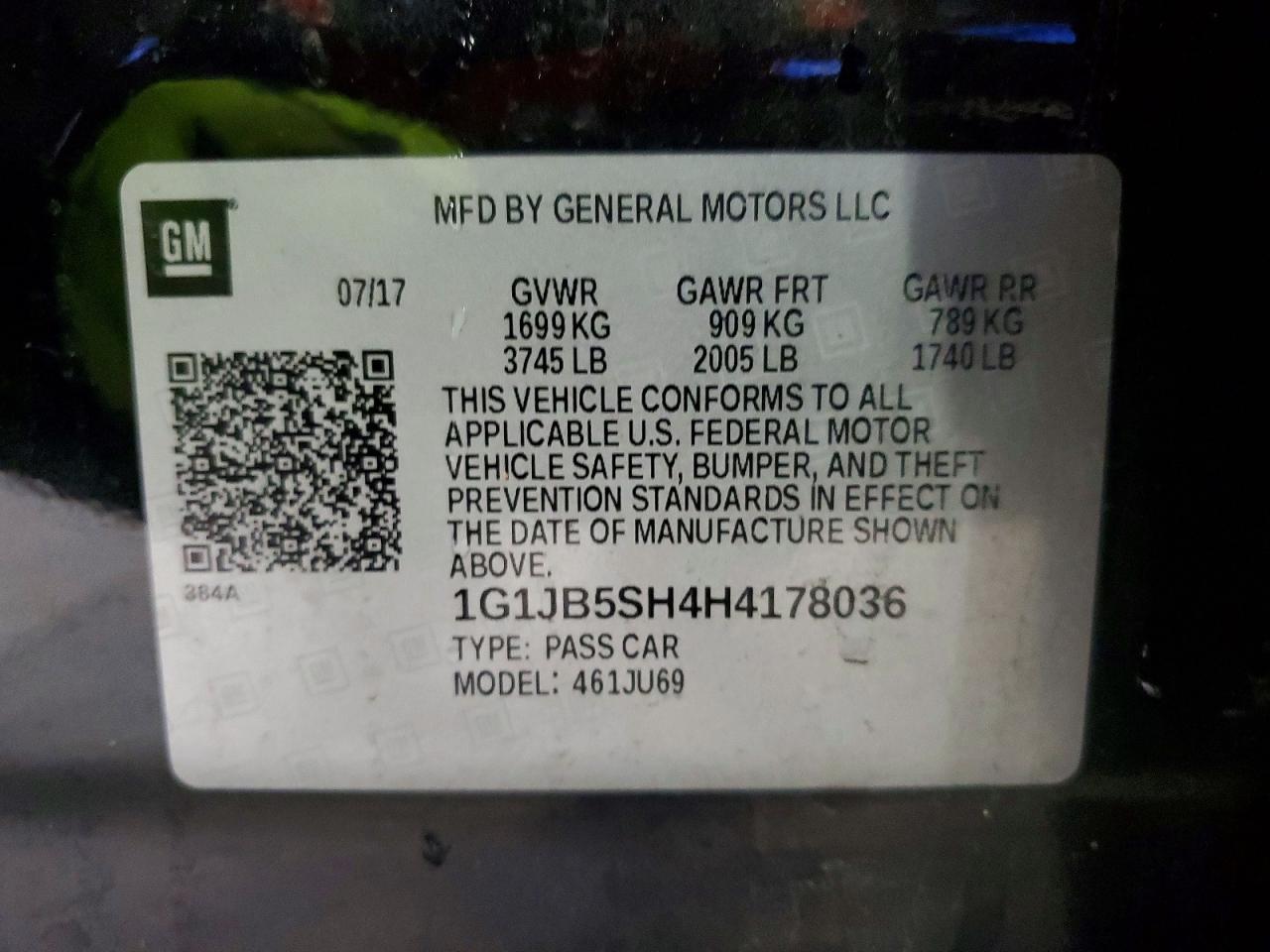 2017 CHEVROLET SONIC