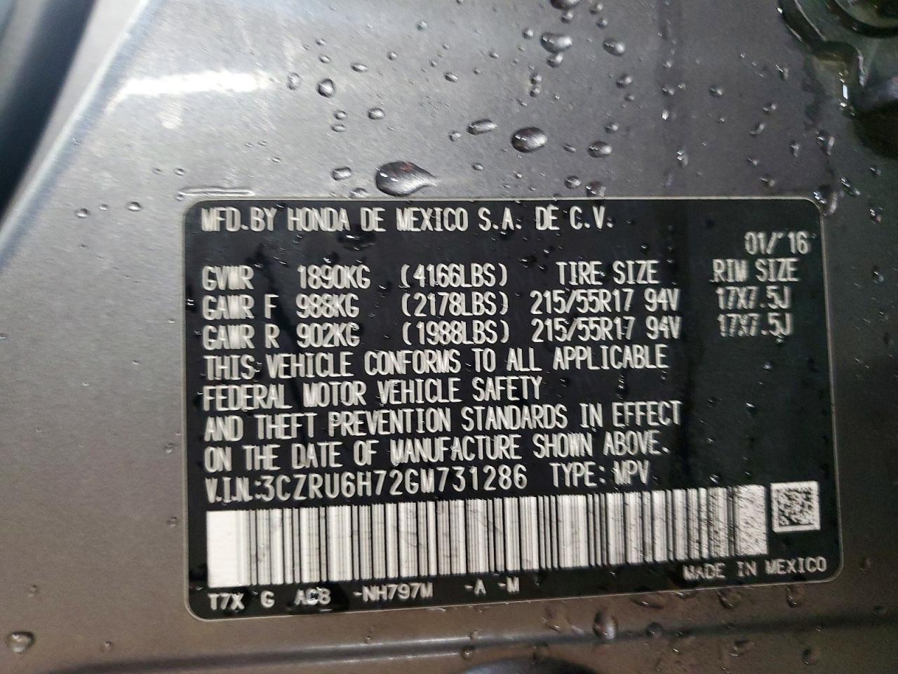 2016 HONDA HR-V