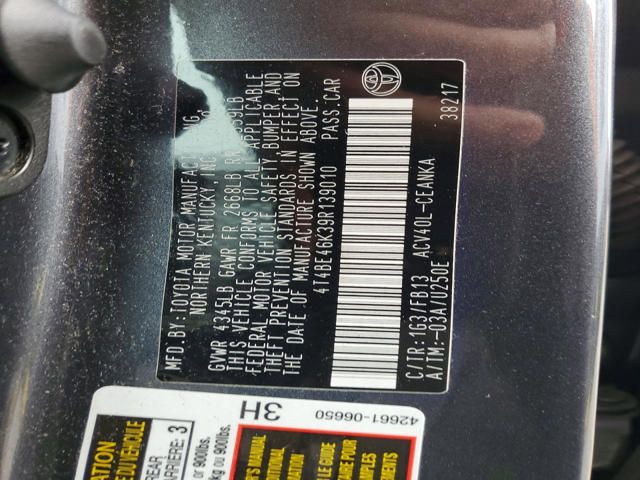 2009 TOYOTA CAMRY