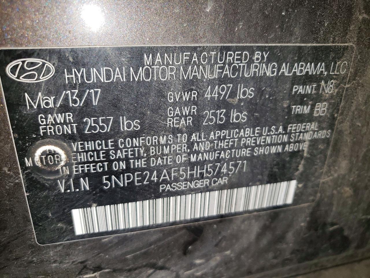 2017 HYUNDAI SONATA