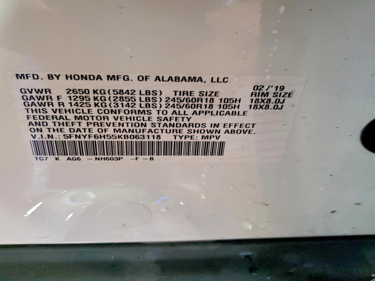 2019 HONDA PILOT
