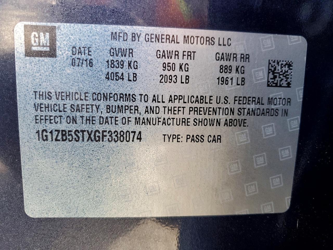 2016 CHEVROLET MALIBU