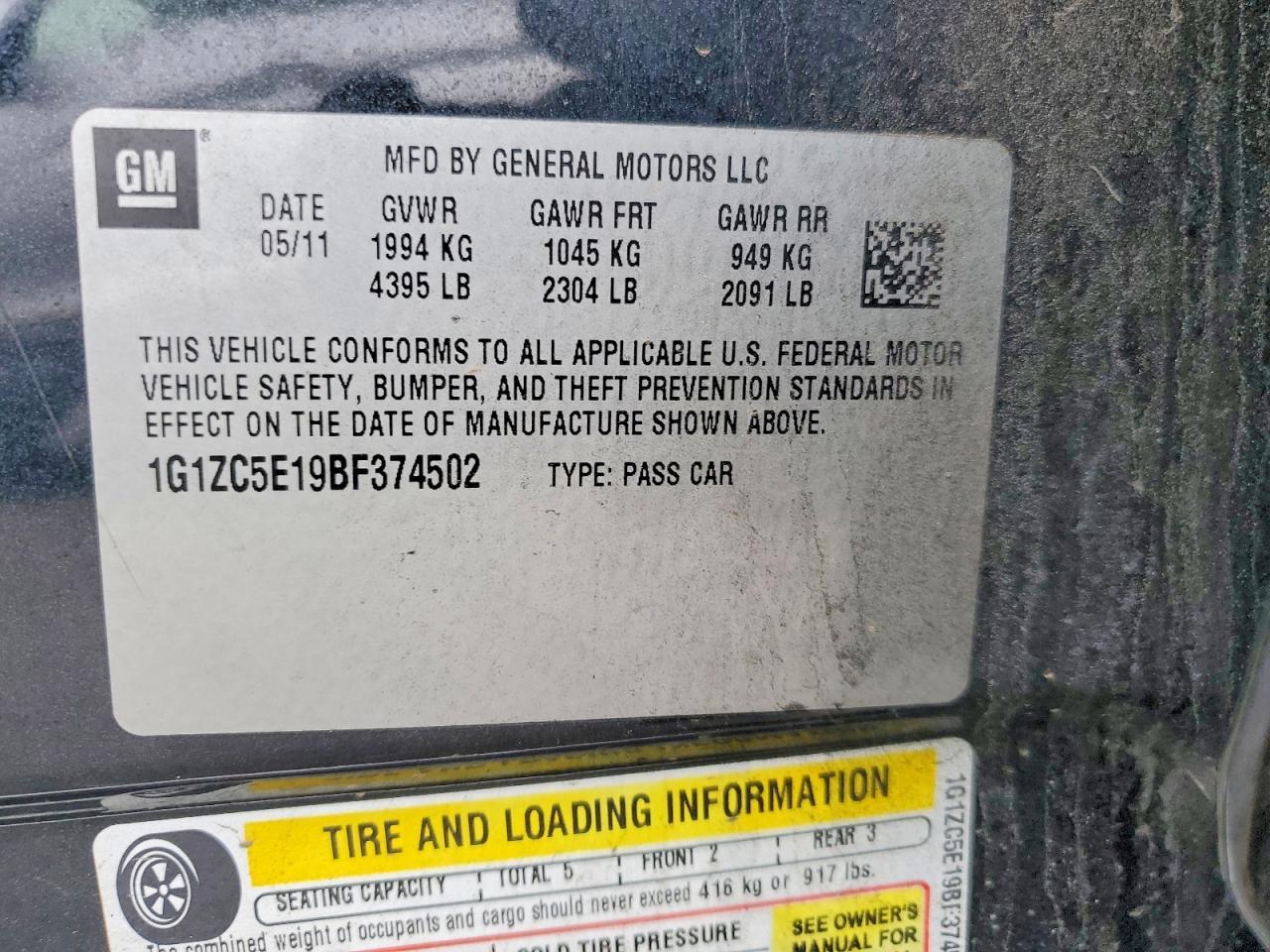 2011 CHEVROLET MALIBU