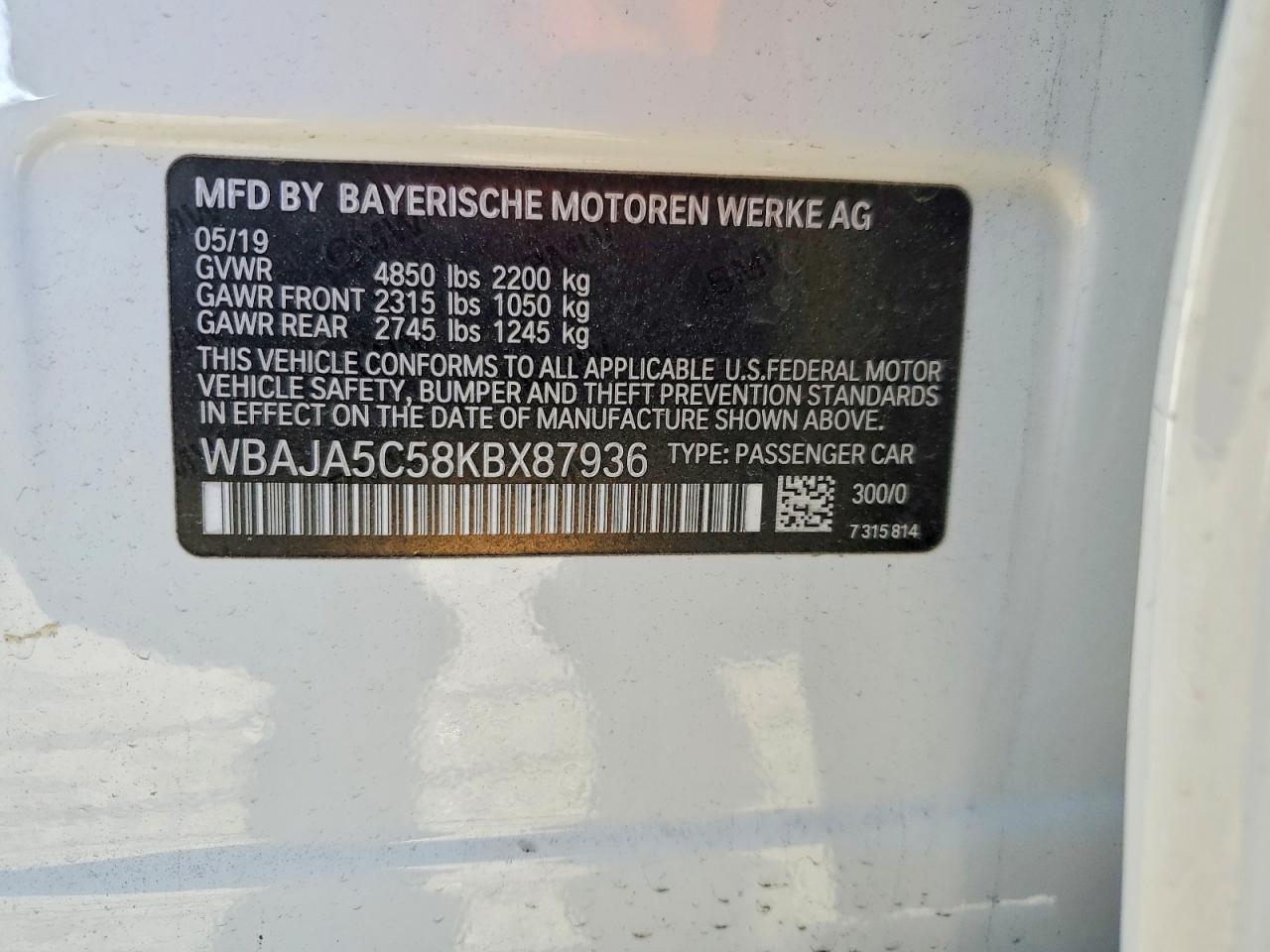 2019 BMW 5 series