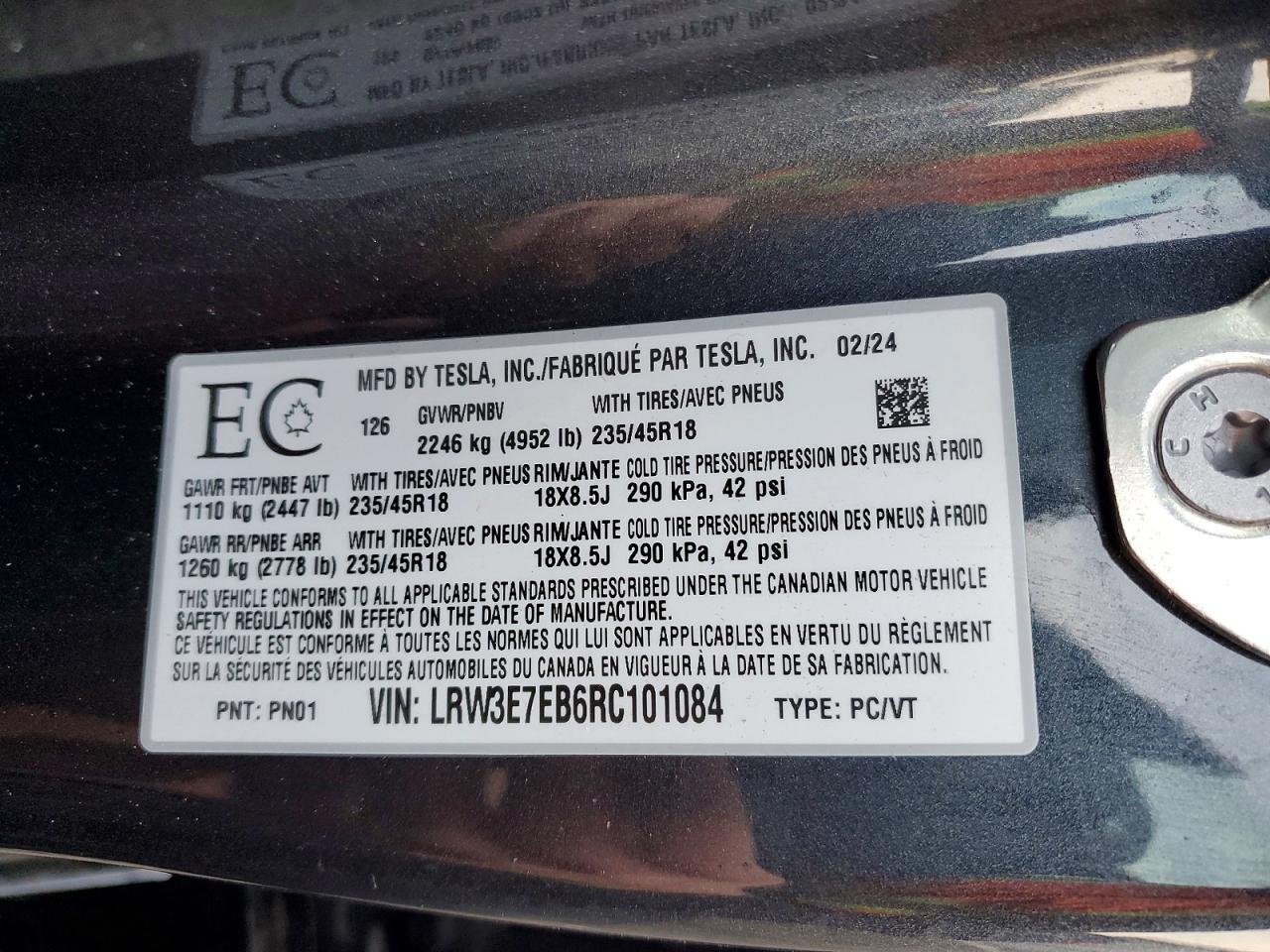 2024 TESLA MODEL 3