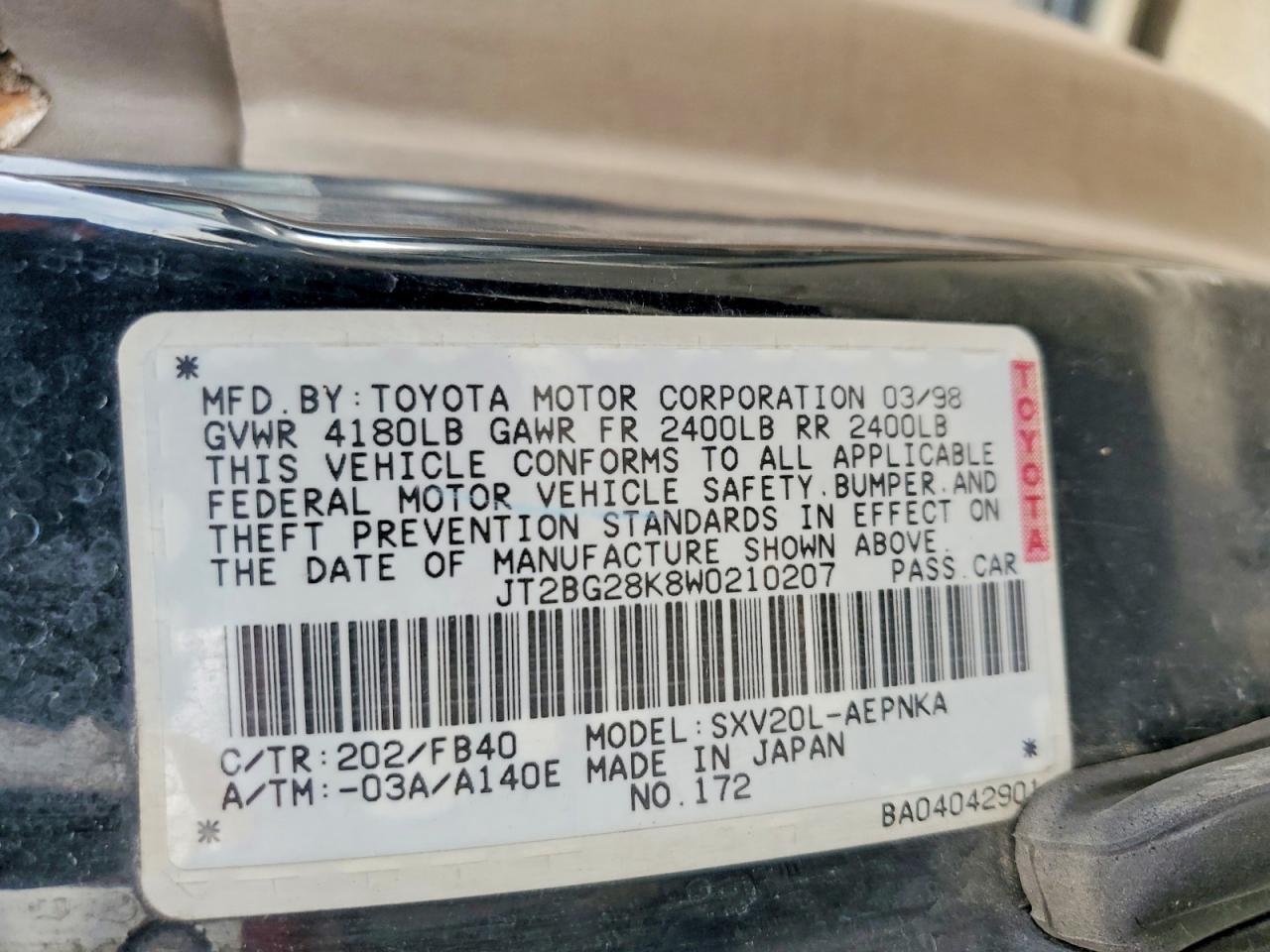 1998 TOYOTA CAMRY