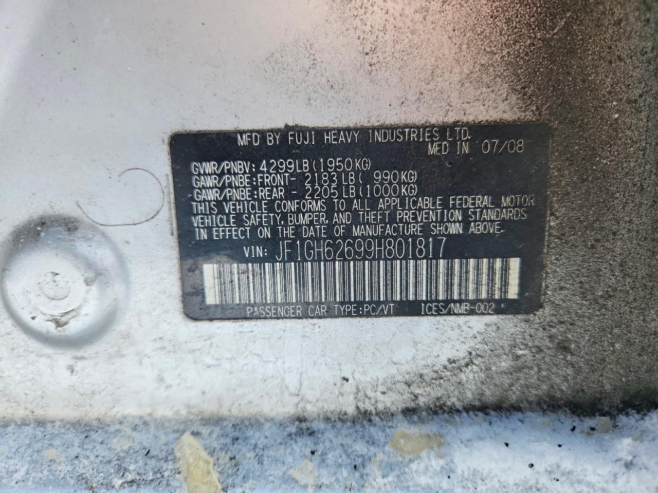 2009 SUBARU IMPREZA