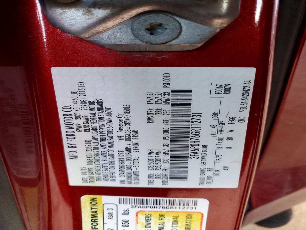 2016 FORD FUSION