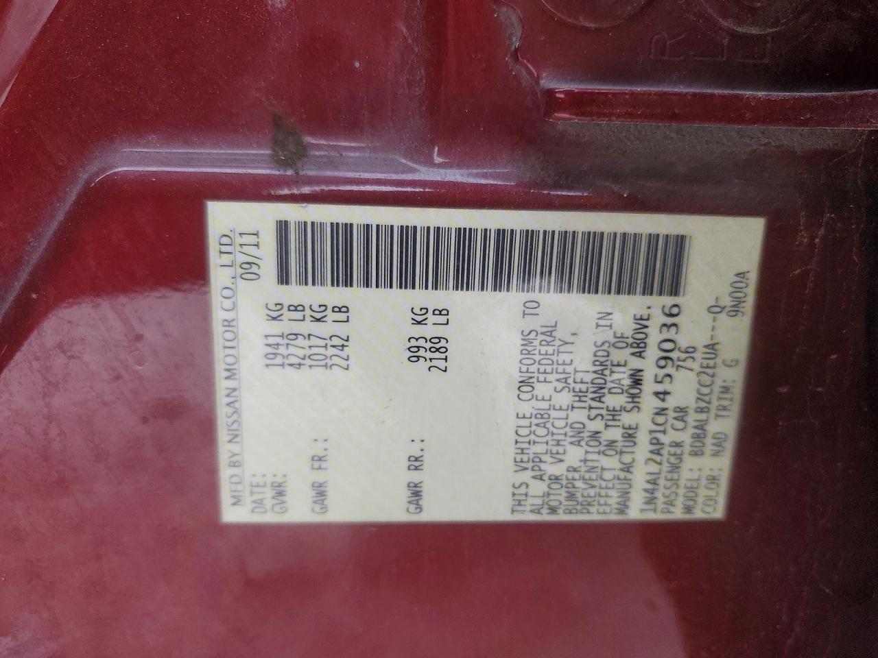 2012 NISSAN ALTIMA