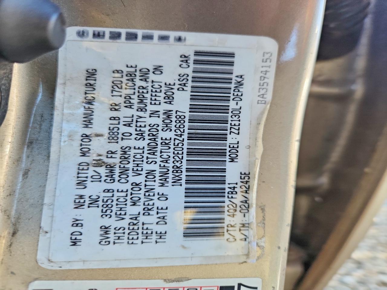 2005 TOYOTA COROLLA