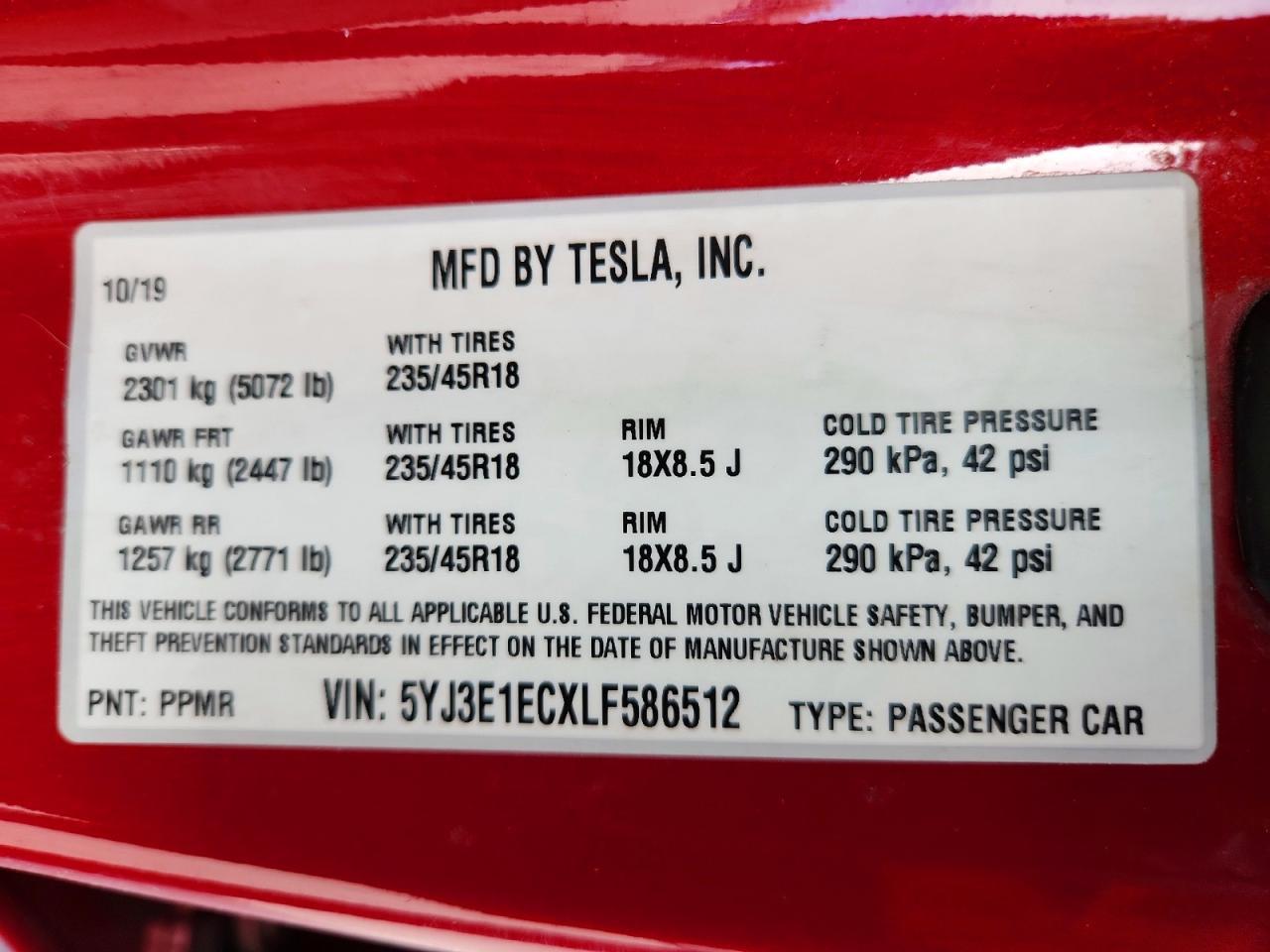 2020 TESLA MODEL 3