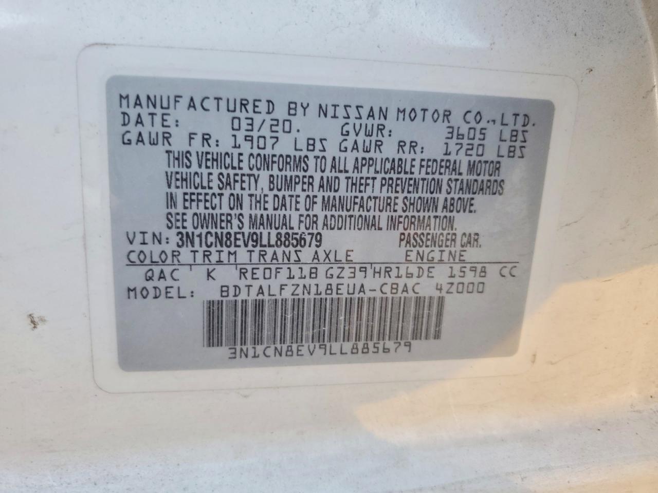 2020 NISSAN VERSA