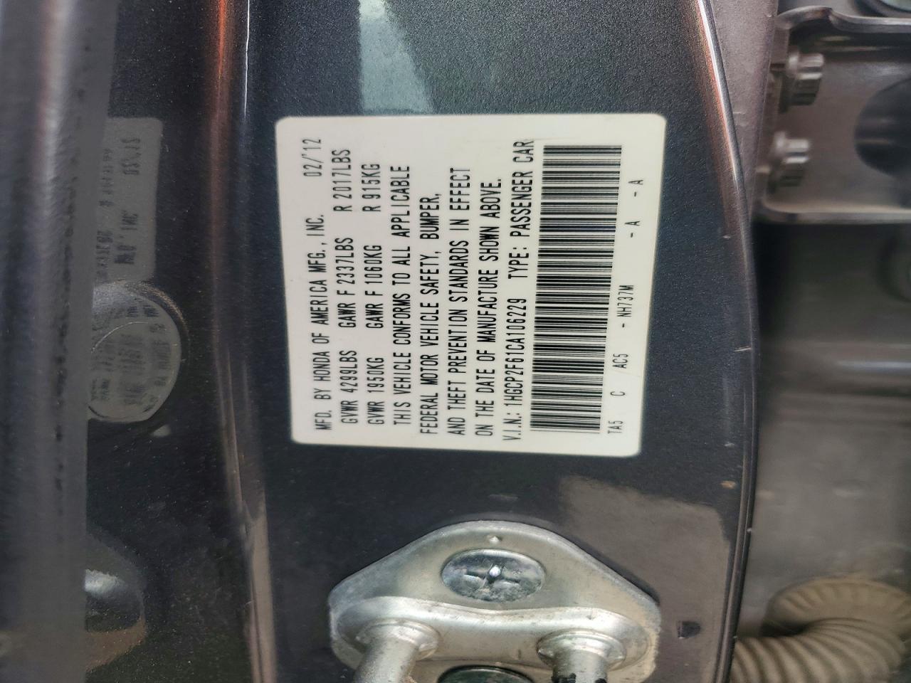 2012 HONDA ACCORD