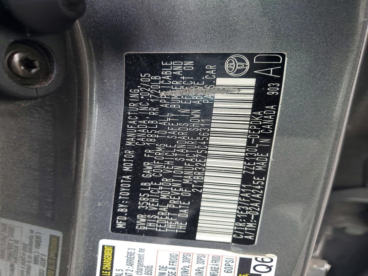 2005 TOYOTA COROLLA