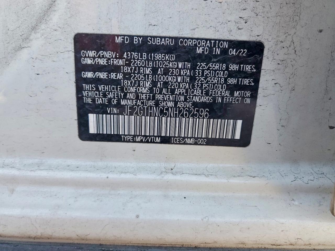 2022 SUBARU Crosstrek