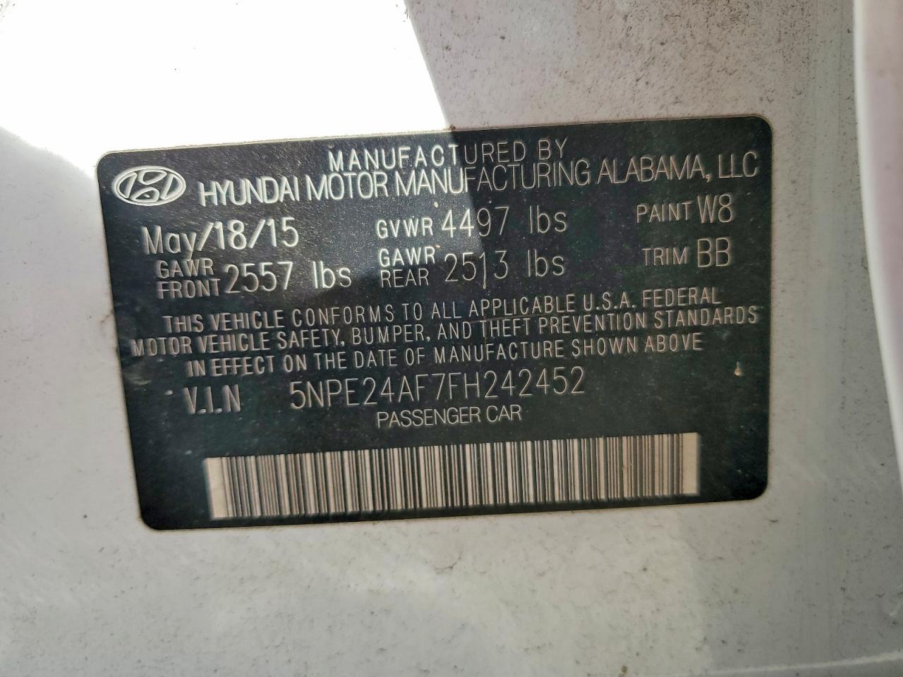 2015 HYUNDAI SONATA