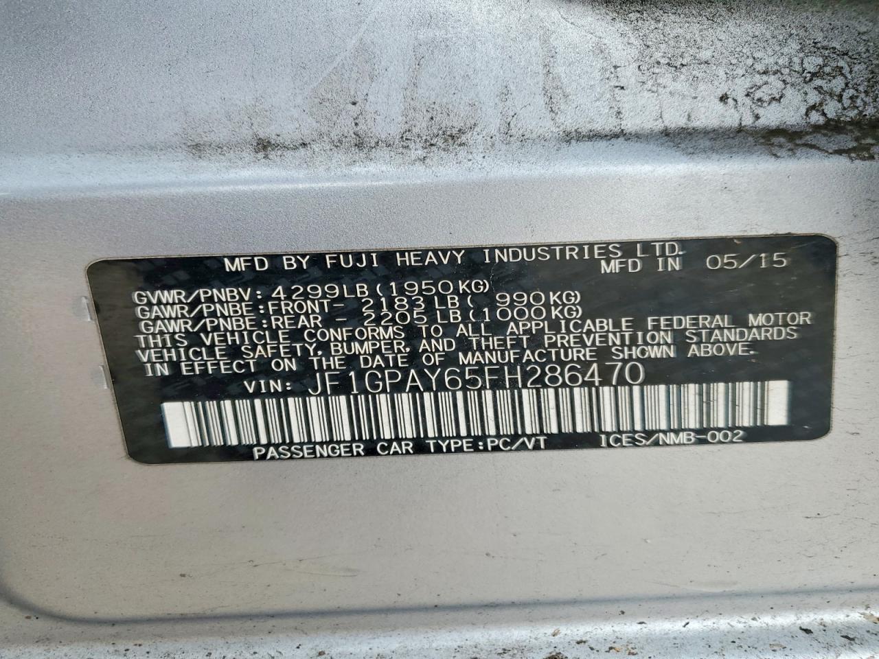 2015 SUBARU IMPREZA