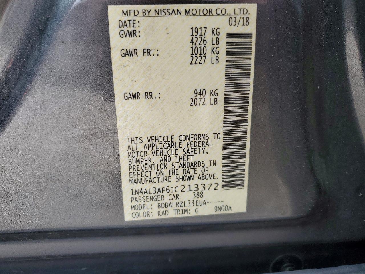 2018 NISSAN Alitma