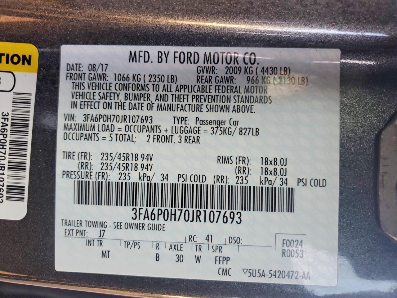 2018 FORD FUSION