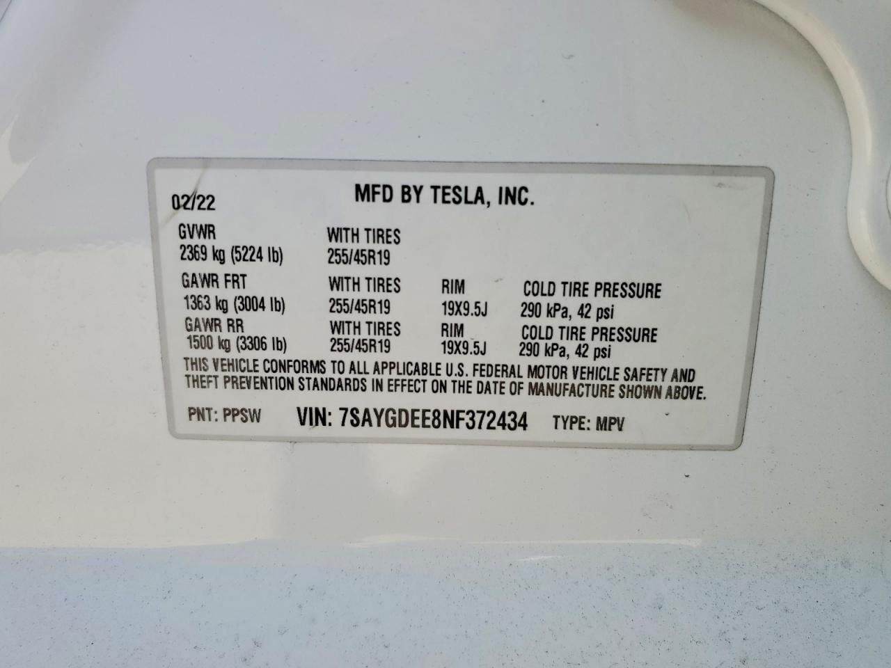 2022 TESLA MODEL Y