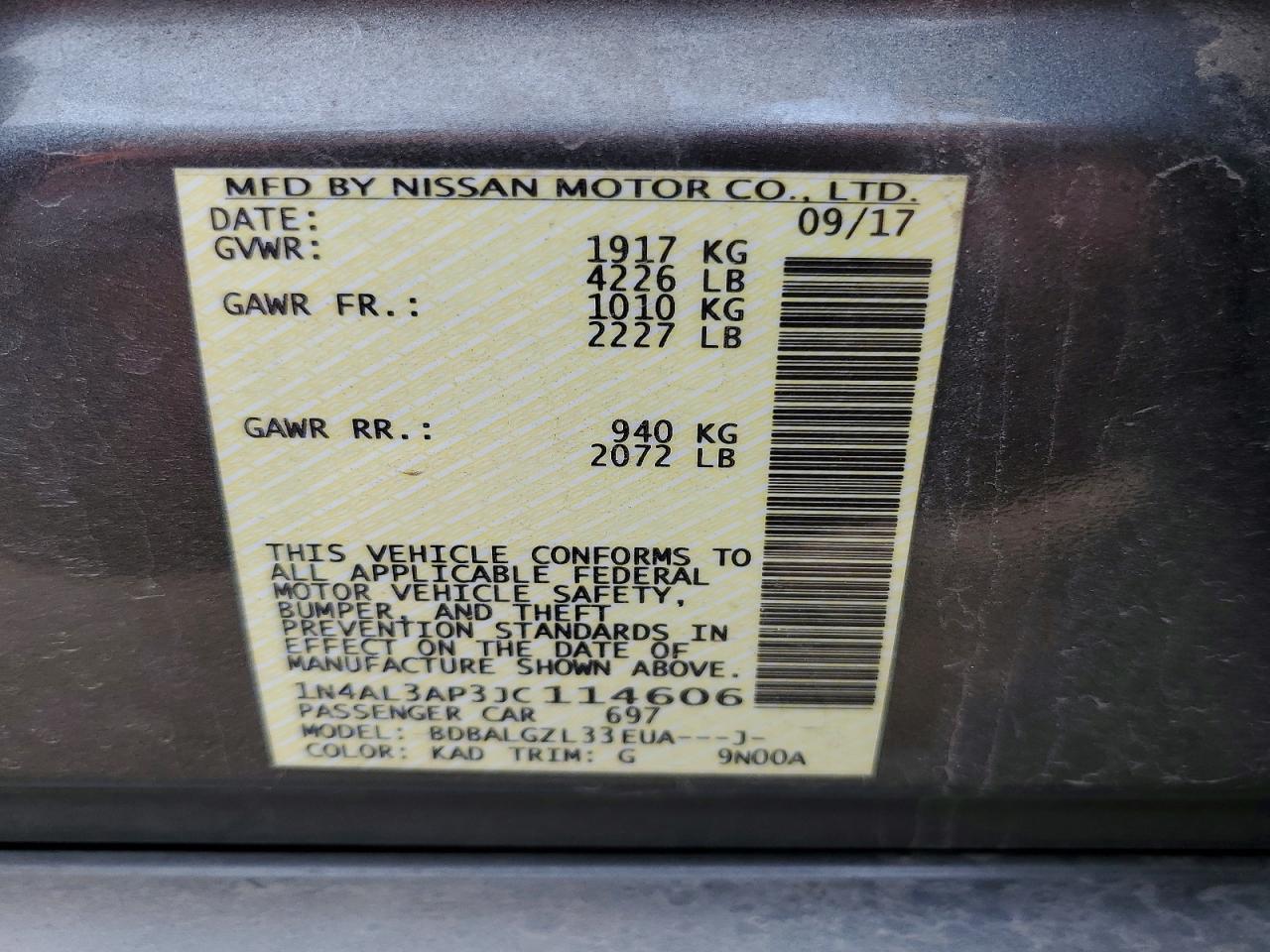 2018 NISSAN ALTIMA