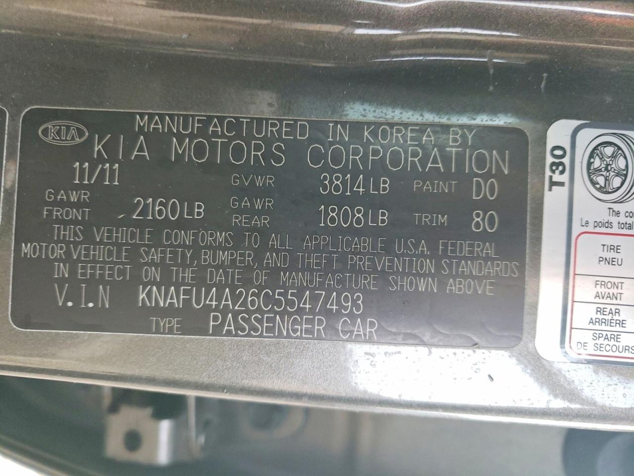 2012 KIA FORTE