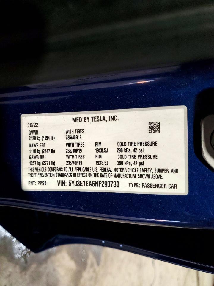 2022 TESLA MODEL 3