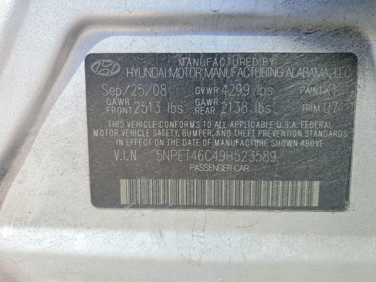 2009 HYUNDAI SONATA