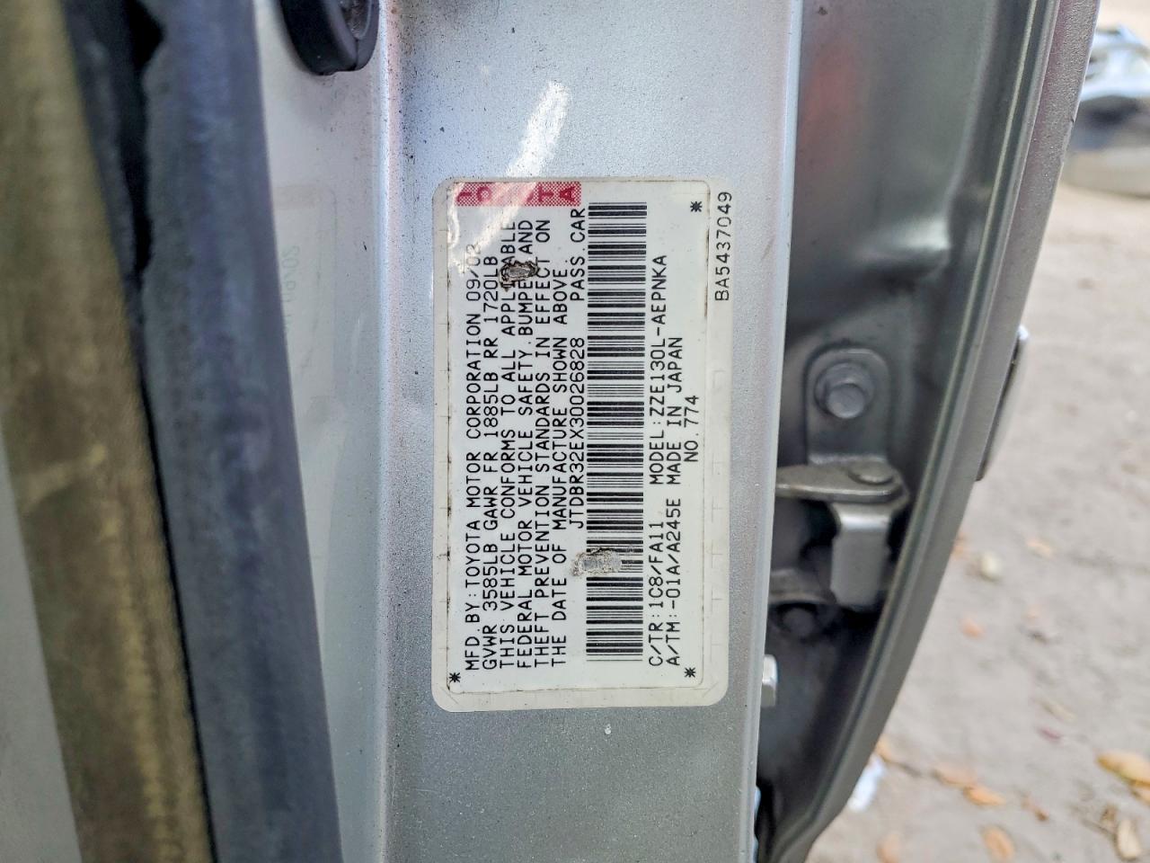 2003 TOYOTA COROLLA