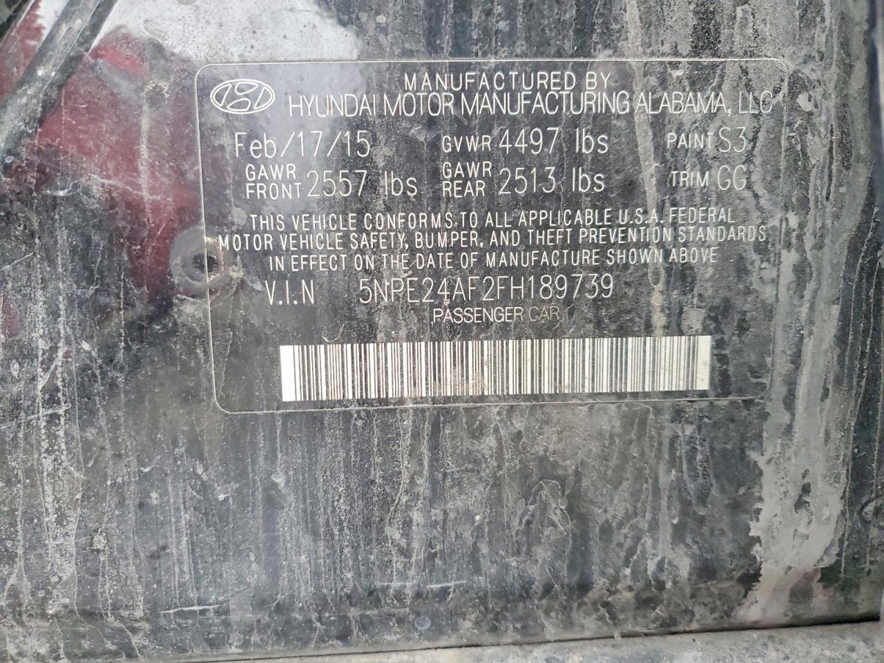 2015 HYUNDAI SONATA