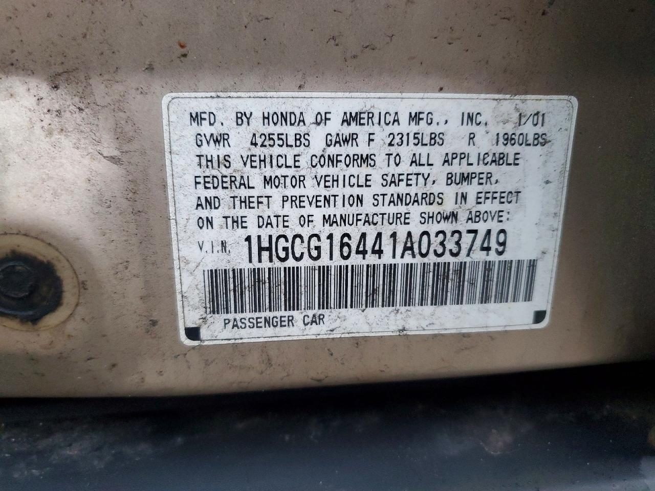 2001 HONDA ACCORD