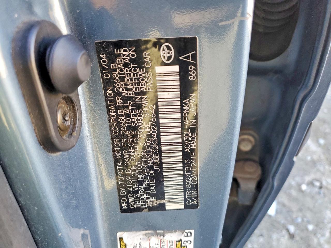 2004 TOYOTA CAMRY