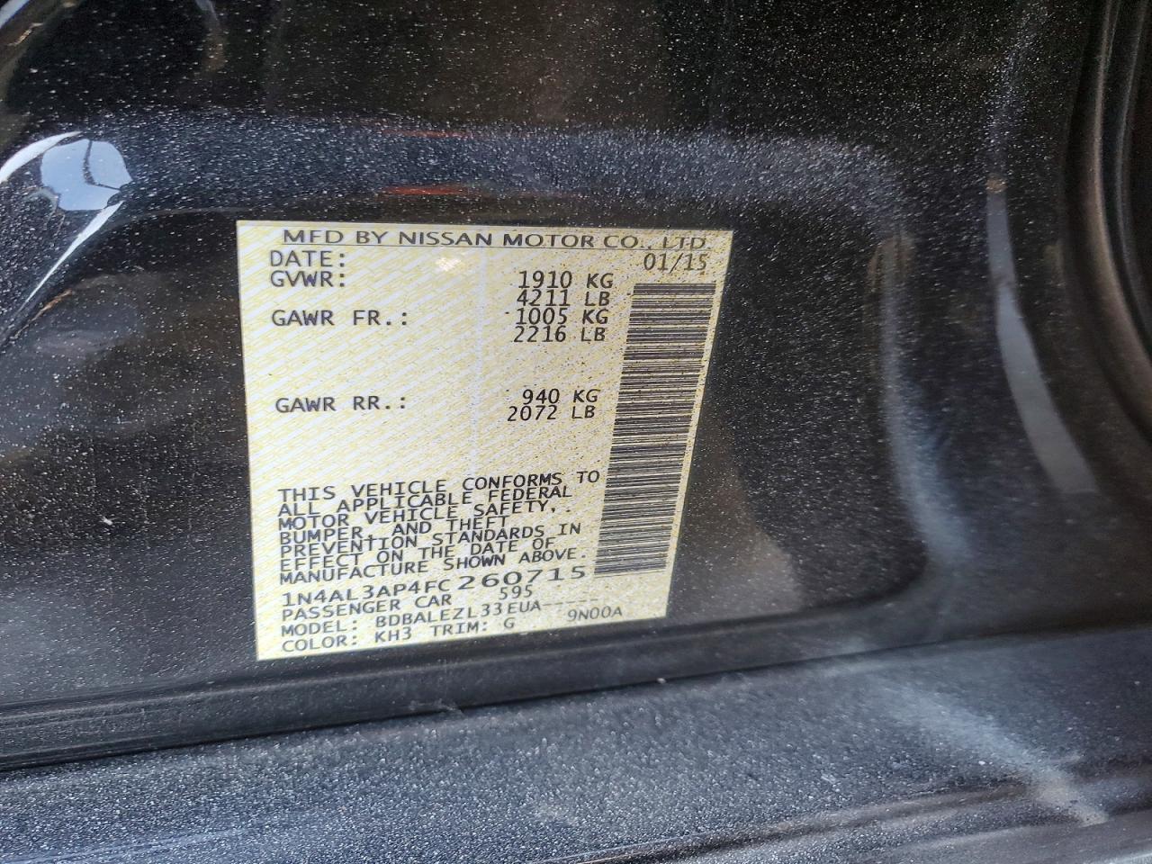 2015 NISSAN ALTIMA
