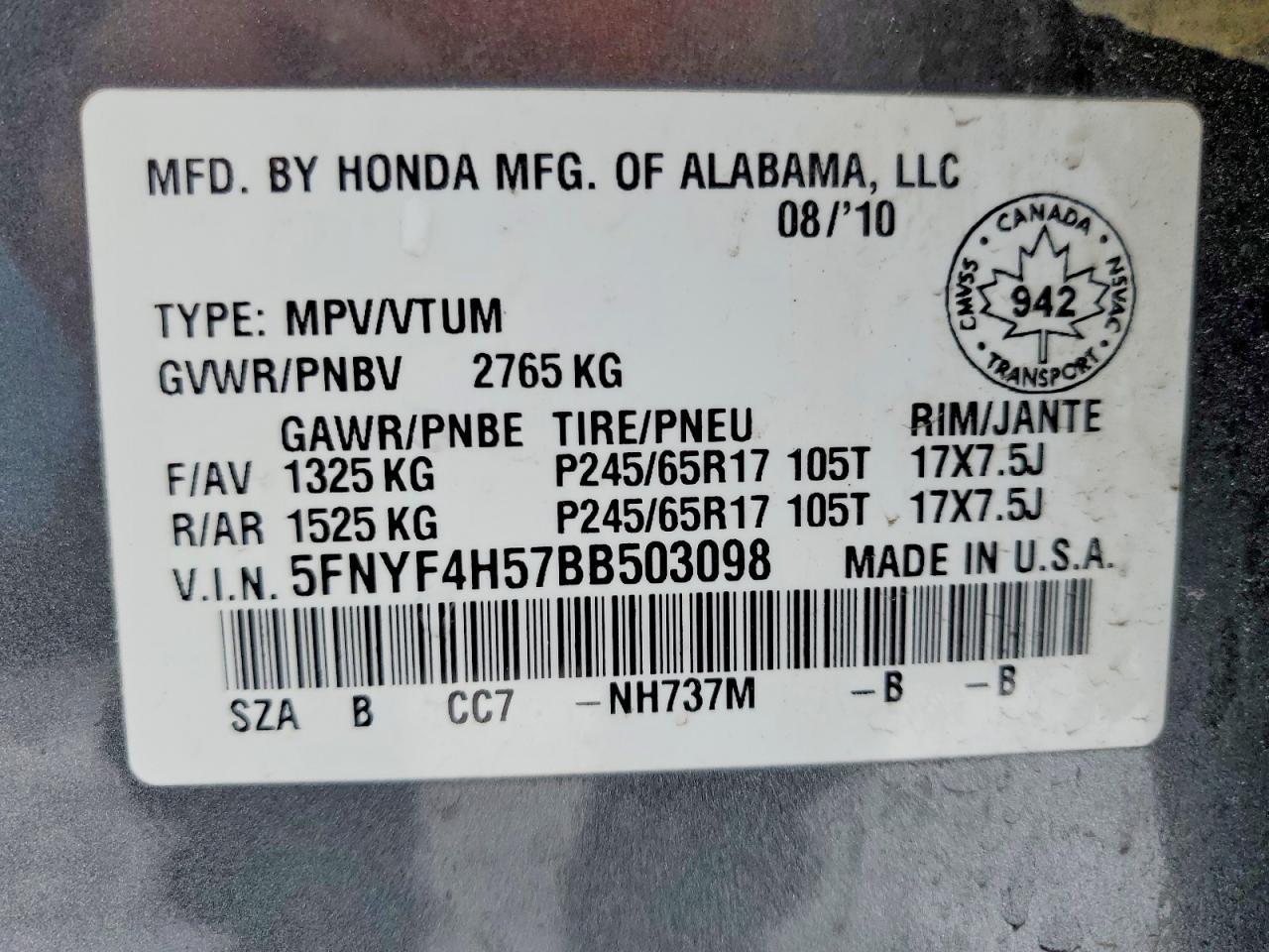 2011 HONDA PILOT
