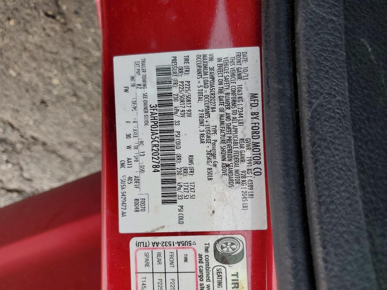 2012 FORD FUSION