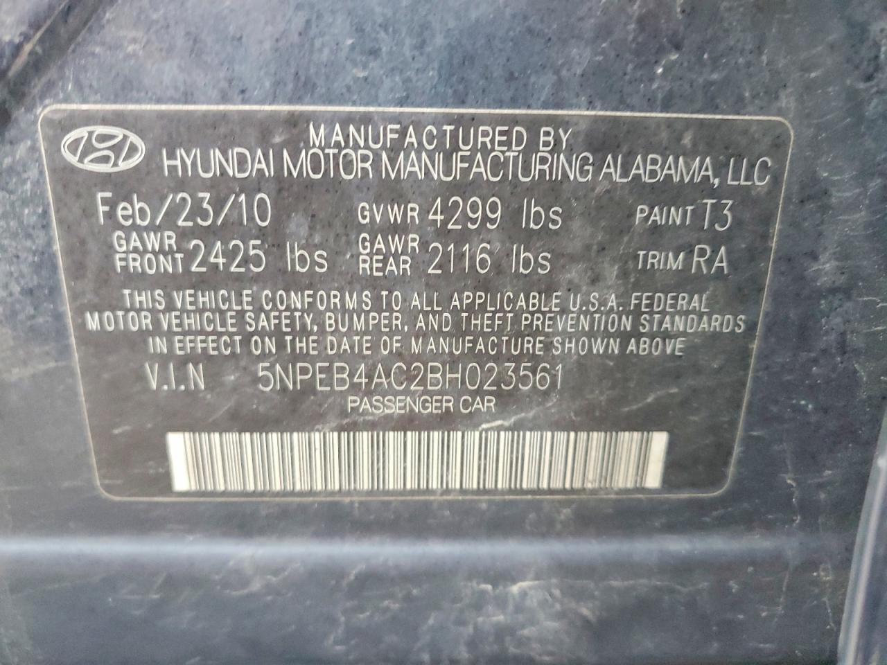 2011 HYUNDAI SONATA