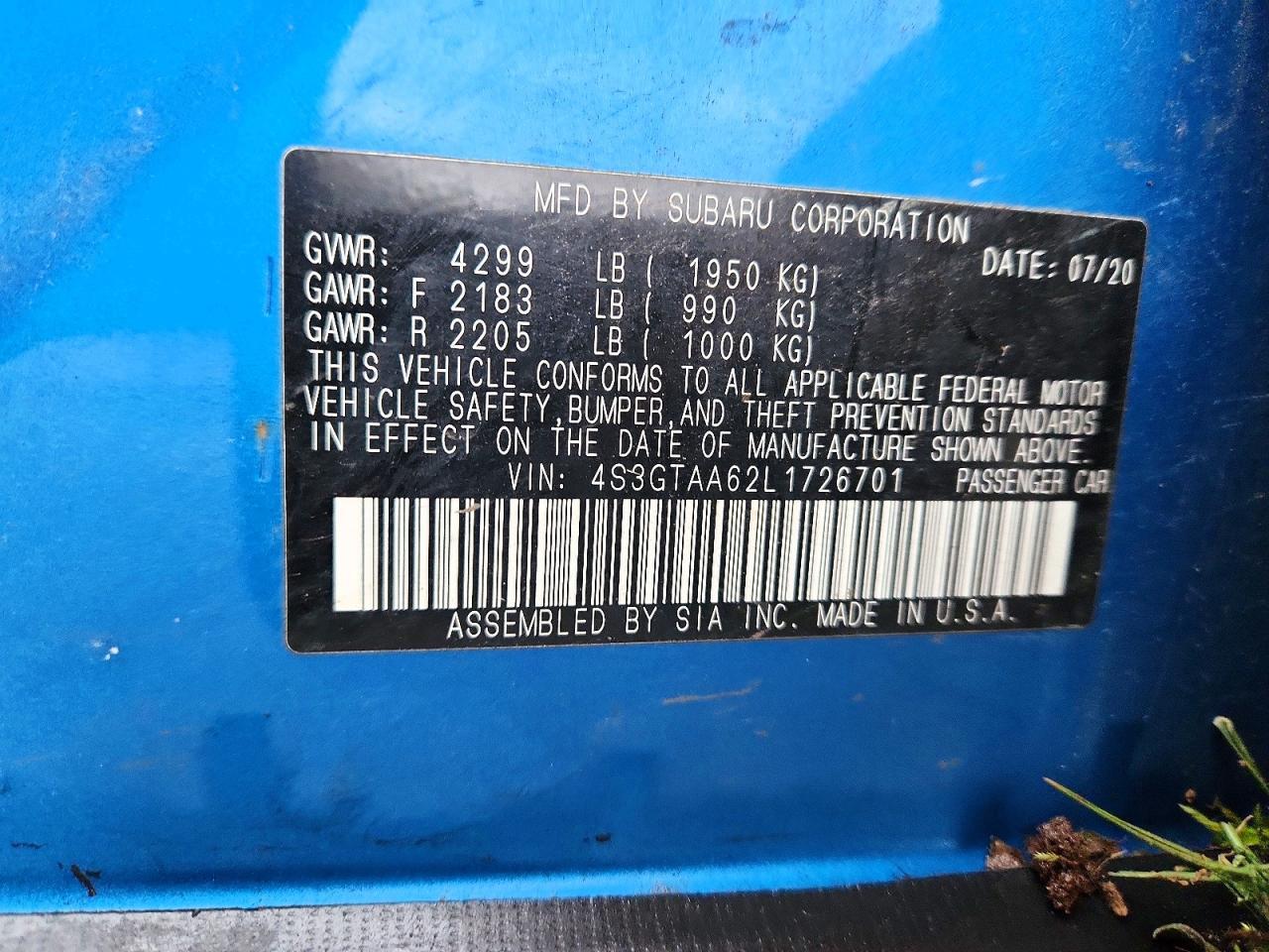 2020 SUBARU IMPREZA
