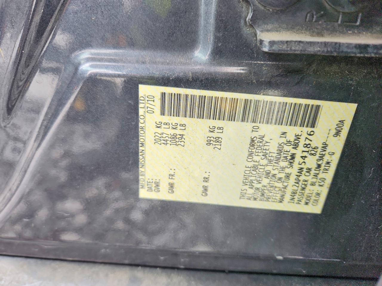 2010 NISSAN ALTIMA