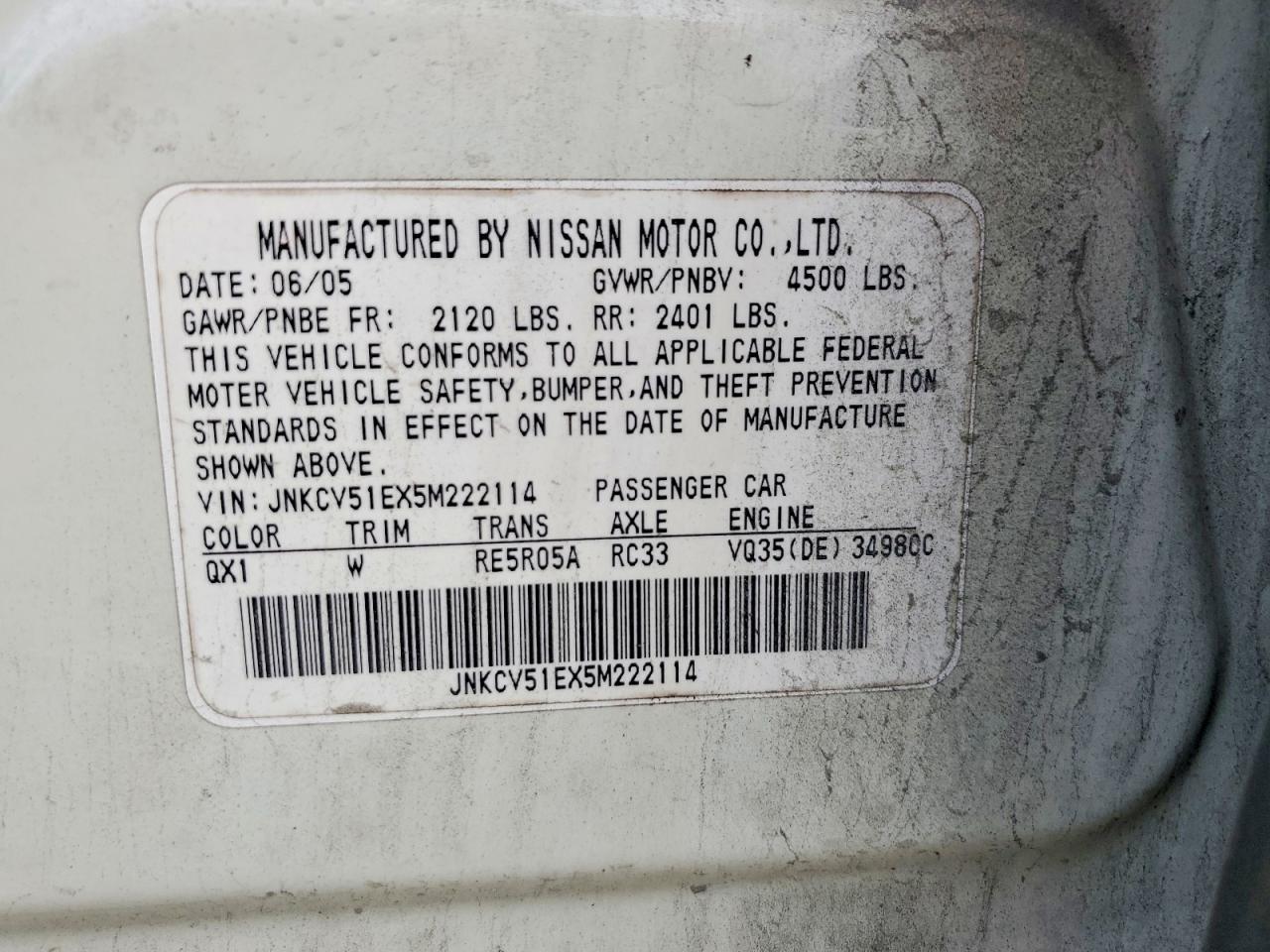 2005 INFINITI G35