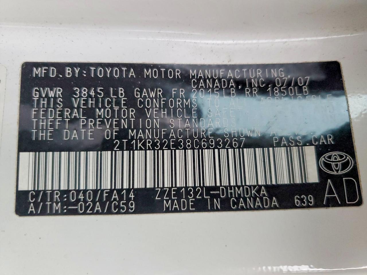 2008 TOYOTA COROLLA