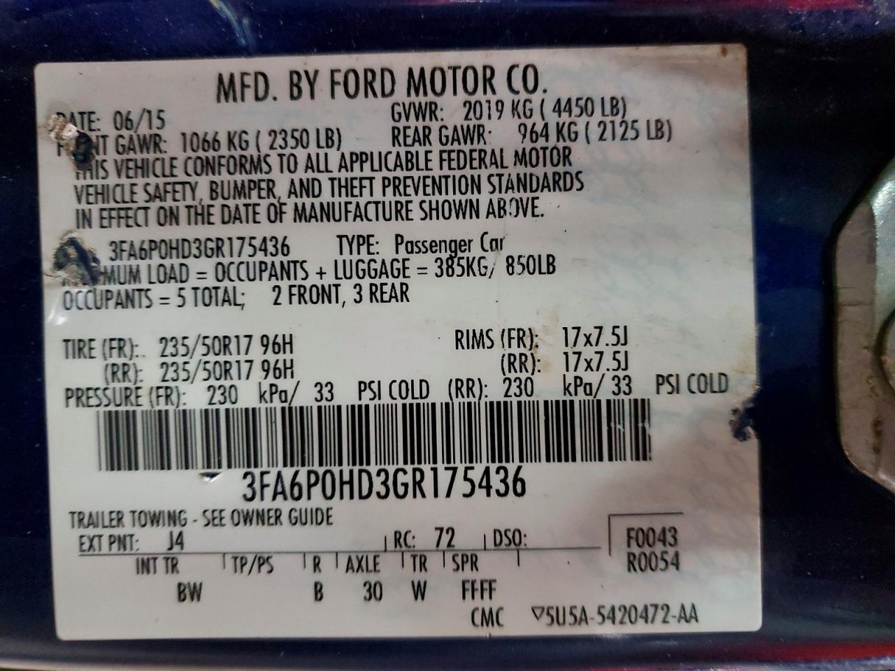 2016 FORD FUSION