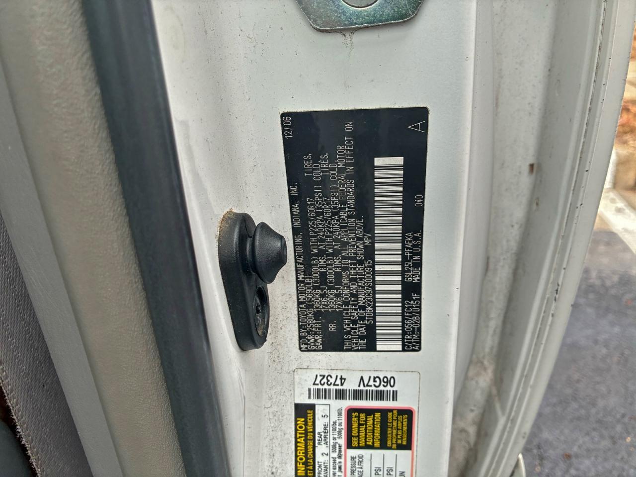2007 TOYOTA SIENNA