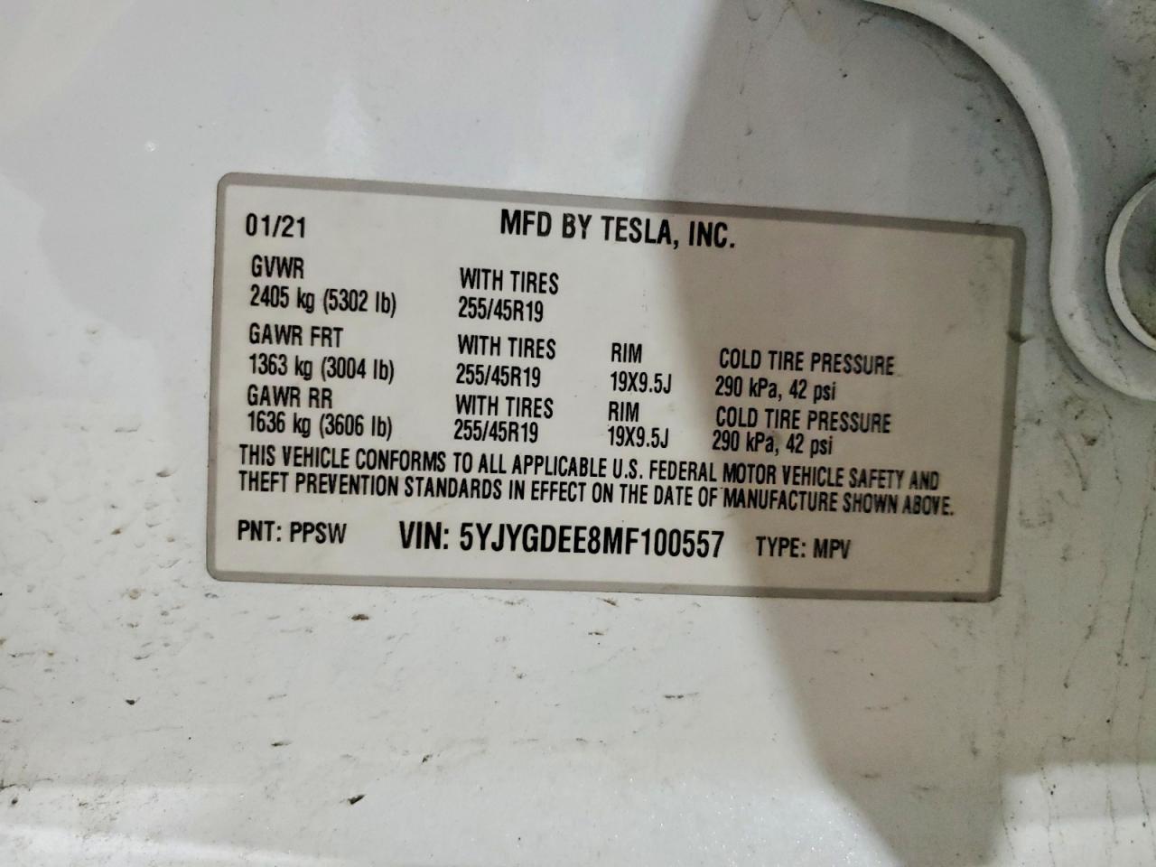 2021 TESLA MODEL Y