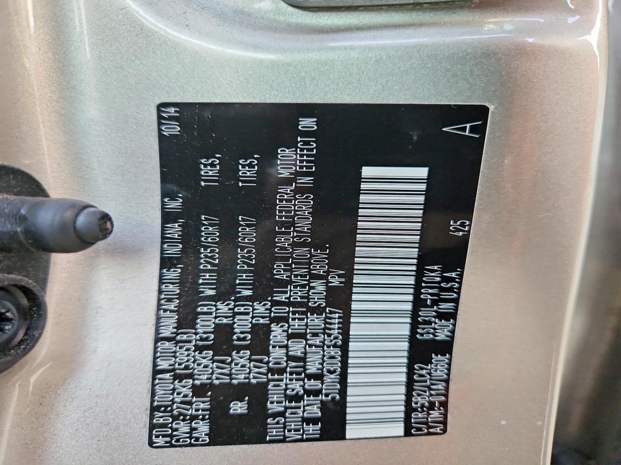2015 TOYOTA SIENNA
